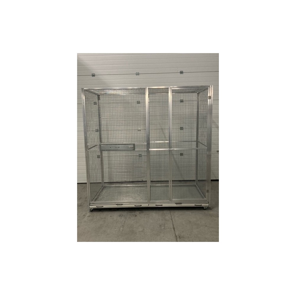 Volière 2m/1m/2m avec grille amovible et tiroir de fond