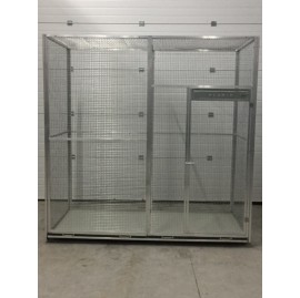 volière 2m/1m/2m sur roulettes avec tiroirs de fond