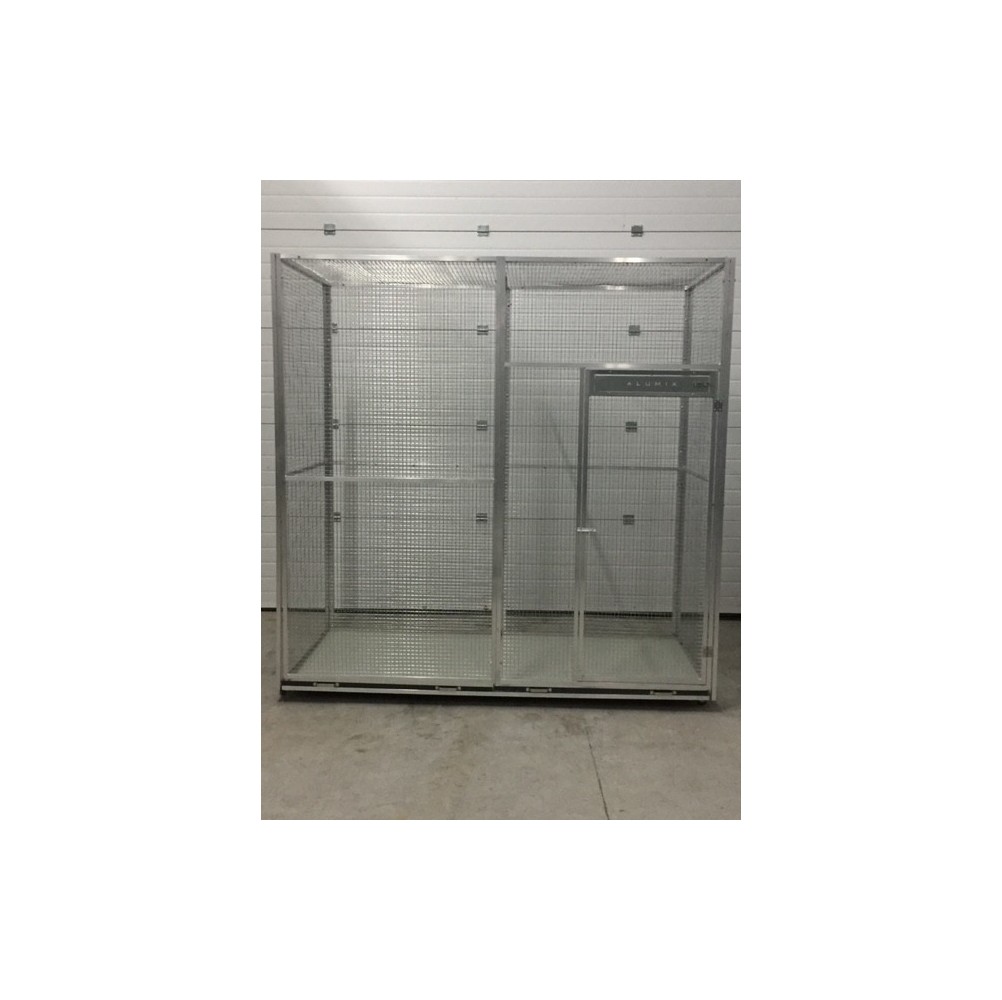 volière 2m/1m/2m sur roulettes avec tiroirs de fond