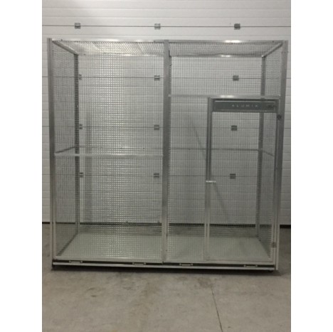 volière 2m/1m/2m sur roulettes avec tiroirs de fond