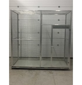 volière 2m/1m/2m sur roulettes avec tiroirs de fond