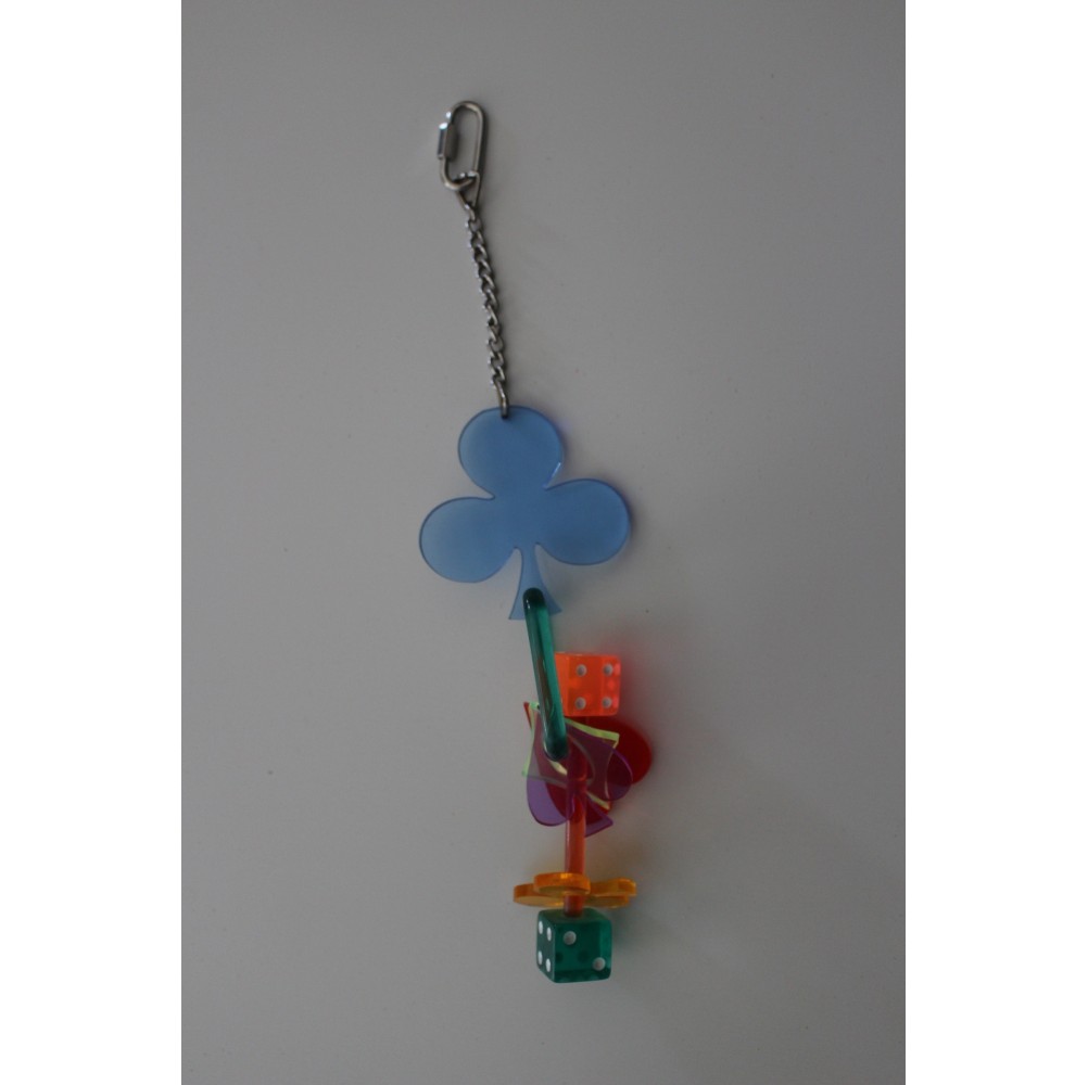 Pendentif acrylique trèfle et dés