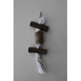 Pendentif corde nœuds et bois